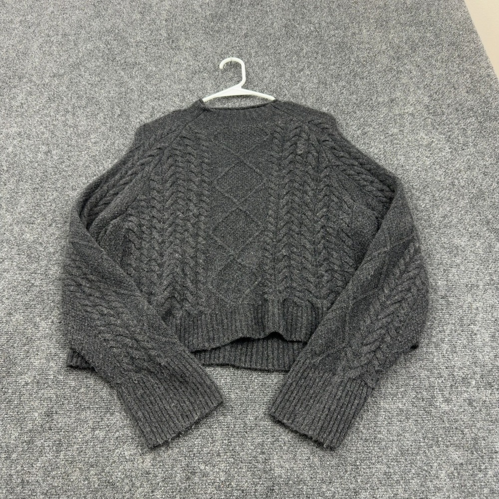 J Crew Sweater Womens S Gray Merino Wool Alpaca Cable Knit Crewneck Casual Style